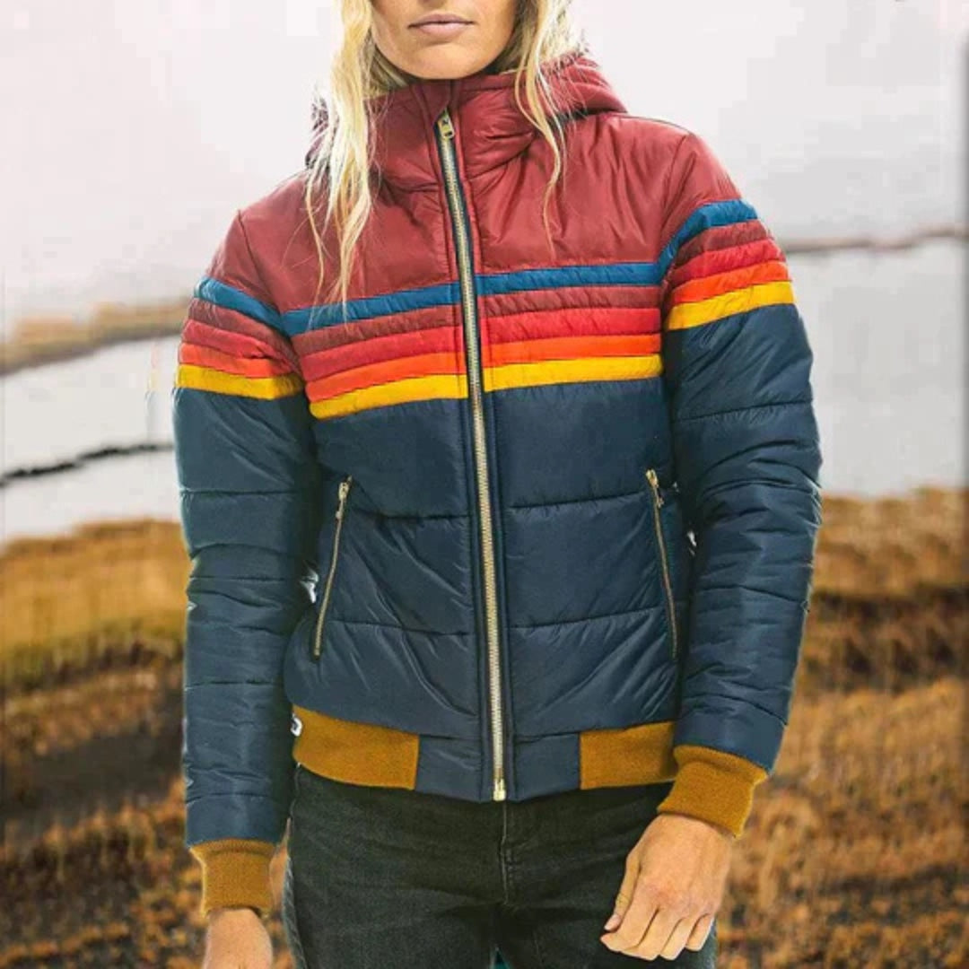 Retro-Jacke mit Fellkapuze für Frauen