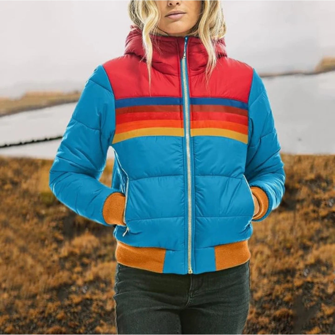 Retro-Jacke mit Fellkapuze für Frauen