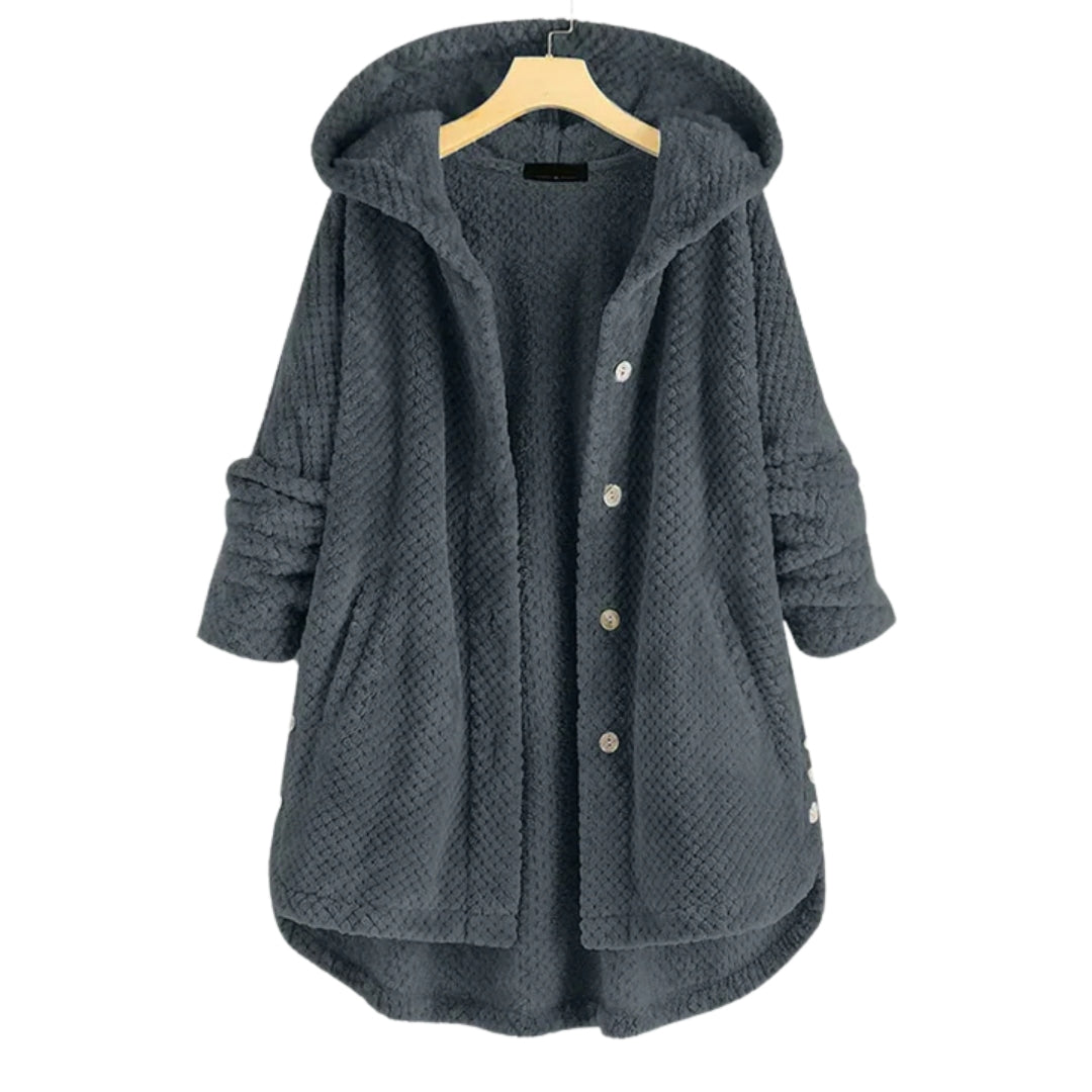 Kuschelige Damen-Fleecejacke mit Kapuze – Ideal für Herbst und Winter