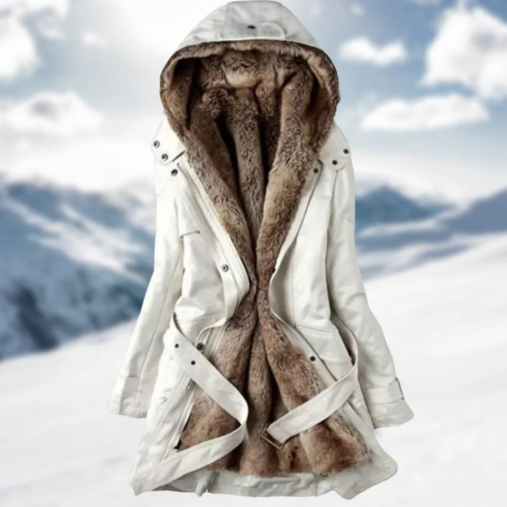 Eleganter Parka mit Kapuze und Gürtel für Frauen