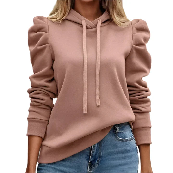 Dames Kapuzenpullover met geraffelde mouwen – Perfect voor een ontspannen stijl