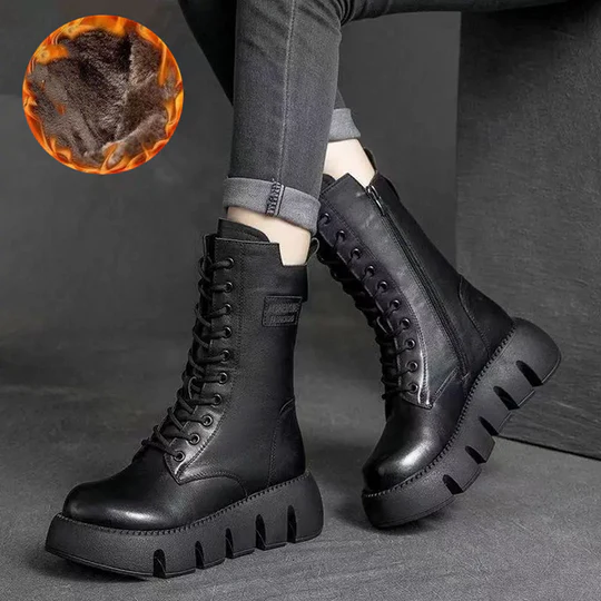 Schnürstiefel mit hoher Sohle für Frauen