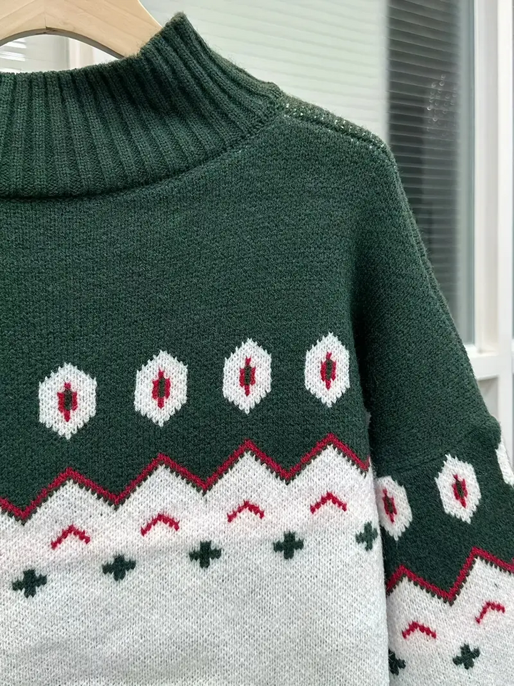 Bequemer Geoprint-Pullover für Frauen – Stilvoll und warm für den Winter