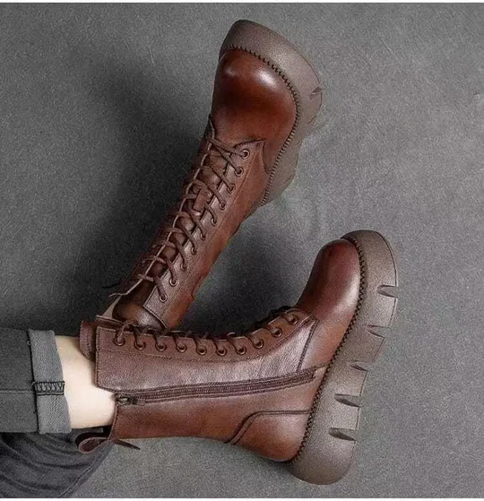 Schnürstiefel mit hoher Sohle für Frauen